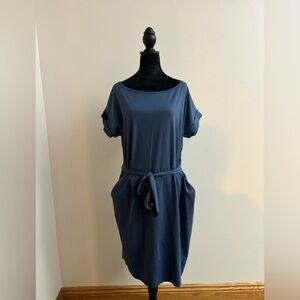 Pretty Garden Blue Belted Dress